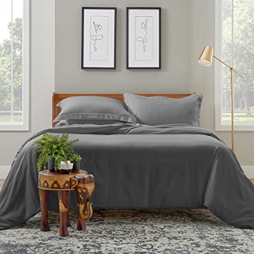 Cosy House Collection Luxury Bamboo Duvet Cover Set 2Piece  Ultra Soft Bedding  Zippered Comforter Protector Includes 1 Pillow Sham  TwinTwin XL  Black
