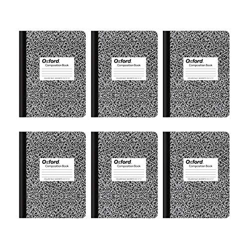 Oxford Composition Notebooks College Ruled Paper 934 x 712 Inches 100 Sheets Black 6 Pack 63767