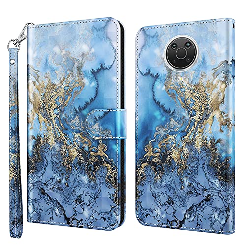 ALILANG Phone Case for Nokia G10G2063 Case Premium Flip Magnetic Closure Stand Function Card Holder PU Leather Cover for Nokia 63 Wallet CaseBlue Butterfly