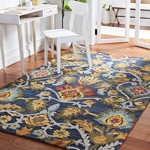 SAFAVIEH Blossom Collection 239 x 339 Charcoal  Multi BLM402H Handmade Wool Entryway Living Room Foyer Bedroom Accent Rug