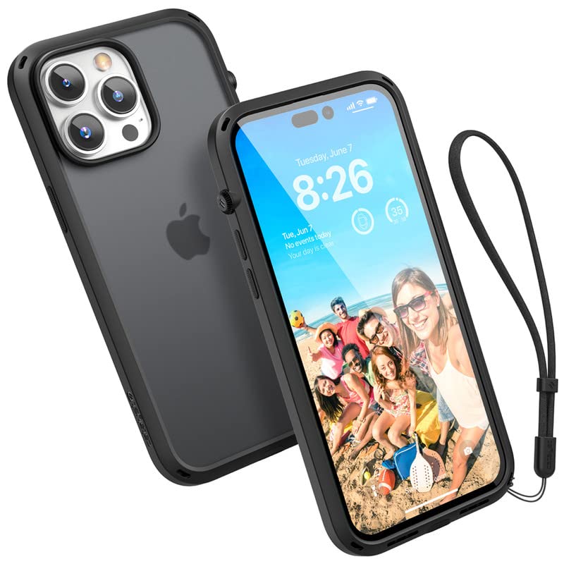 Catalyst Influence Case for iPhone 14 Pro Max Fingerprint Resistant Durable Drop Proof Easy to Clean Easy to Install Easy to Hold Lanyard Included  Stealth Black