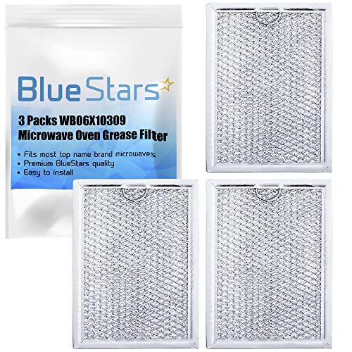 Ultra Durable 3 Packs WB06X10309 Microwave Oven Grease Filter 758 x 5 x 332 by BlueStars  Perfect Fit For GE  Kenmore Microwaves  Replaces AP3668752 PS228019