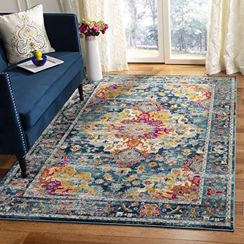 SAFAVIEH Madison Collection 6397 x 6397 Round FuchsiaGold MAD154R Boho Chic Medallion NonShedding Entryway Foyer Living Room Bedroom Kitchen Area Rug