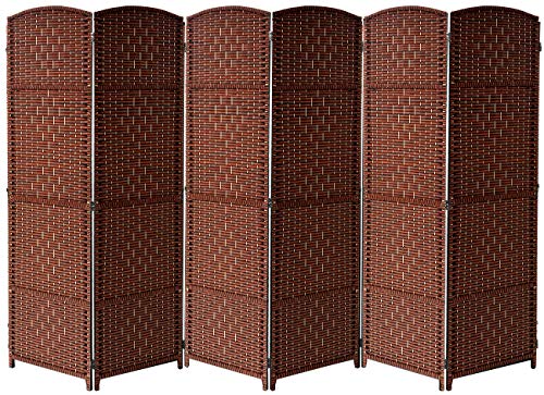 Sorbus Room Divider Privacy Screen 6 ft Tall Extra Wide Foldable Panel Partition Wall Divider Double Hinged Room Dividers and Folding Privacy Screens Diamond DoubleWeaved 6 Panel Beige