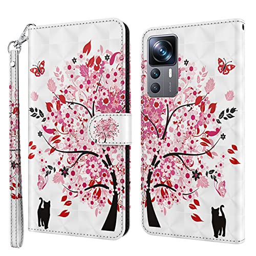 ALILANG Phone Case for Xiaomi Mi 12T  12T Pro Case Premium Flip Magnetic Closure Stand Function Card Holder PU Leather Cover for Xiaomi 12T Pro Wallet CaseBlue Butterfly