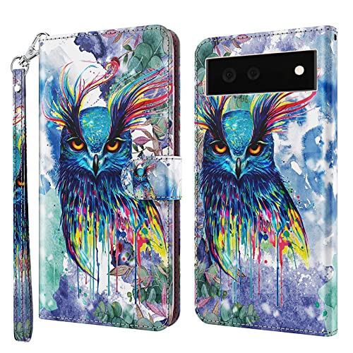 ALILANG Phone Case for Google Pixel 6 Case Premium Flip Magnetic Closure Stand Function Card Holder PU Leather Cover for Pixel 6 Wallet CaseBlue Butterfly