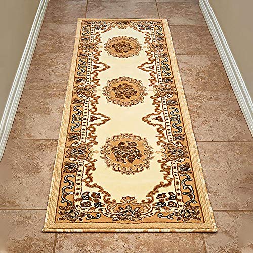 Cosy House Collection Runner Rugs for Hallway Entryway Kitchen Bathroom  Traditional Oriental Style Home Decor  Resists Stains Soil Fading  Freying  239 X 739 Kingdom Ivory