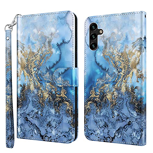 ALILANG Case for Samsung Galaxy A13 5G4G Case Premium Flip Magnetic Closure Stand Function Card Holder PU Leather Cover for Samsung A13 A04S Wallet Case Blue Butterfly