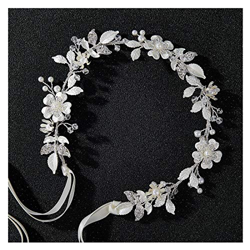 SWEETV Sliver FlowerLeaf Bridal Headpieces for Wedding Headband Bride Hair Pieces Crystal Flower Girl Hair Accessories