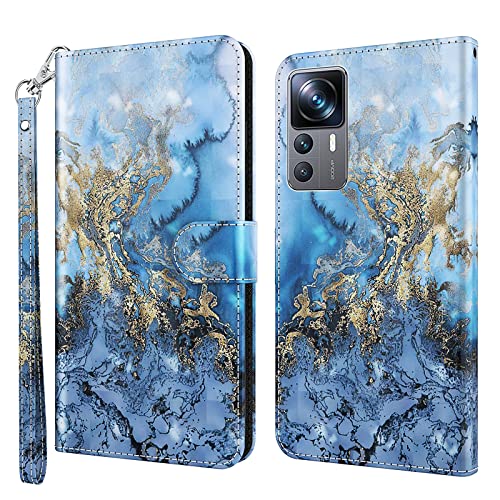 ALILANG Phone Case for Xiaomi Mi 12T  12T Pro Case Premium Flip Magnetic Closure Stand Function Card Holder PU Leather Cover for Xiaomi 12T Pro Wallet CaseBlue Butterfly