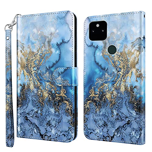 ALILANG Phone Case for Google Pixel 5A 5G Case Premium Flip Magnetic Closure Stand Function Card Holder PU Leather Cover for Pixel 5A 5G Wallet CaseBlue Butterfly