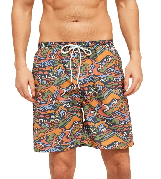 GRACE KARIN Mens Swim Trunks Print Quick Dry Swim Shorts Drastring Beach Shorts with Pockets