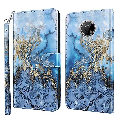 ALILANG Phone Case for Nokia G300 Case Premium Flip Magnetic Closure Stand Function Card Holder PU Leather Cover for Nokia G300 Wallet CaseBlue Butterfly